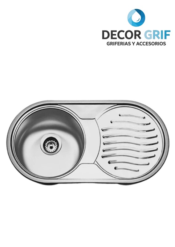 LAVADERO ACERO INOXIDABLE SEMIDUETO C/ESCURRIDERO 85X45CM LD-8545 FRATELLI