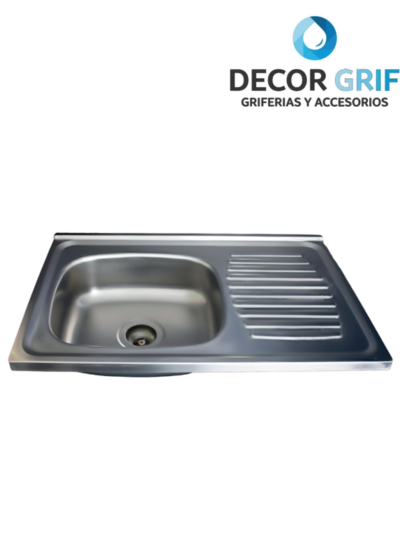LAVADERO DE ACERO 304 C/ESCURRIDERO DERECHO Y BORDES PREMIUM 80X50CM FT-8050 FRATELLI