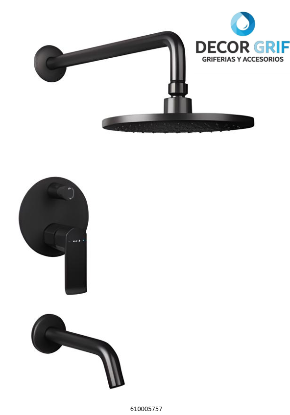 MEZCLADORA DUCHA TINA MONOCOMANDO BLACK CAMBRIA NOIR TREBOL