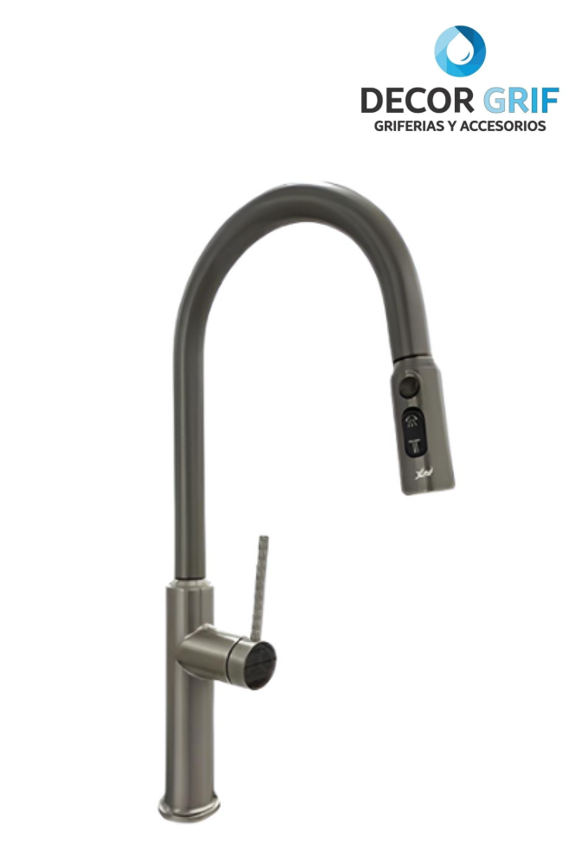 MONOCOMANDO COCINA PICO EXTRAIBLE GUN GRIS XIMENG