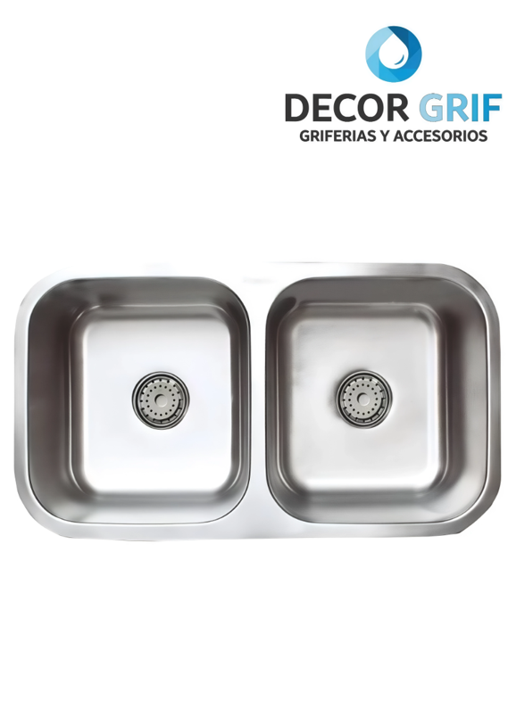 LAVADERO STAINLESS PESADO DOBLE POZA P/MARMOL FT 82X46CM LP-8246 NUEVO FRATELLI