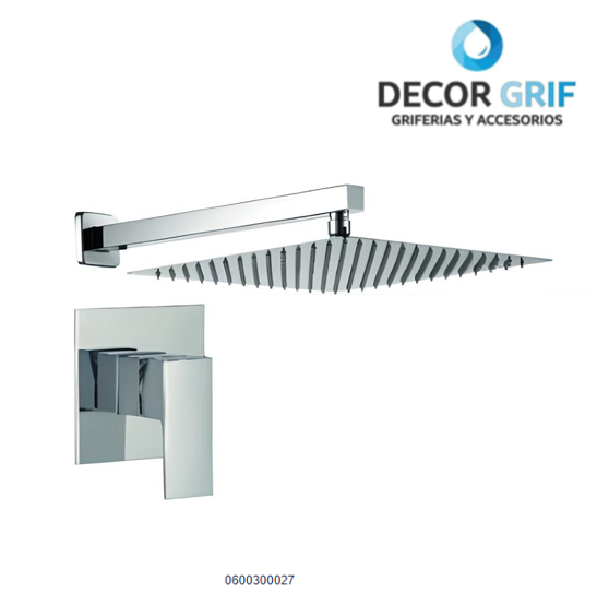 MEZCLADORA MONOCOMANDO MINIMALISTA CROMADO CANOPLA CUADRADA+ CABEZA DUCHA SAN ANDRES BRATIA