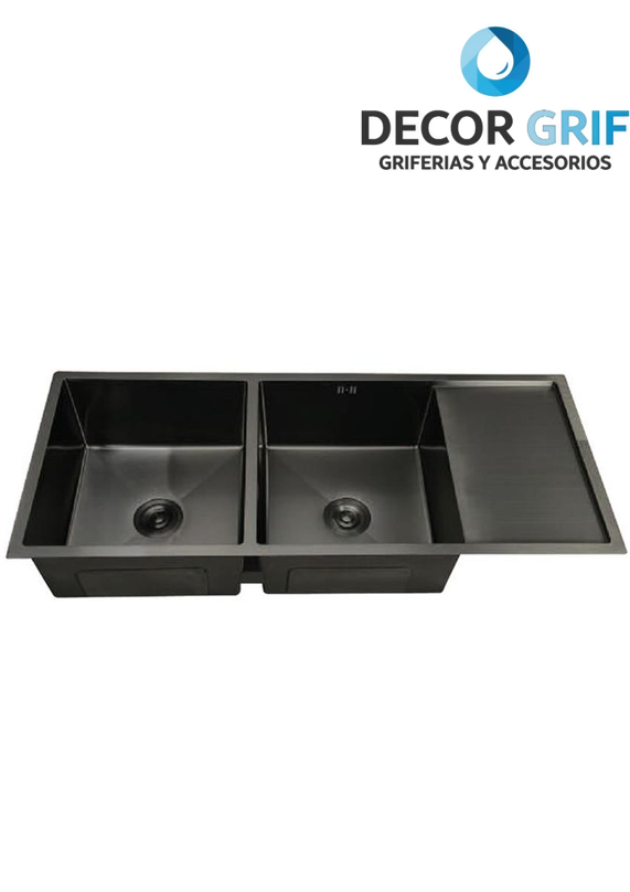 LAVADERO P/MARMOL DOBLE POZA PREMIUM NANO BLACK 120X50X23CM INFINITY FRATELLI