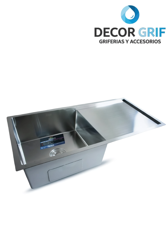 LAVADERO STAINLESS P/MARMOL SIGNATURE 100X50X30CM INF-10050 SBD FRATELLI