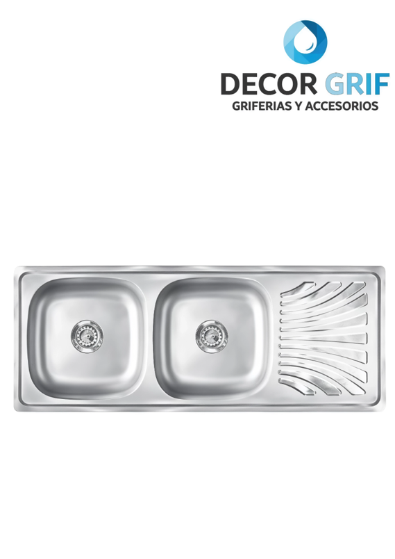 LAVADERO ACERO INOXIDABLE DOBLE POZA C/ESCURRIDERO 120X50CM JW12050A FRATELLI